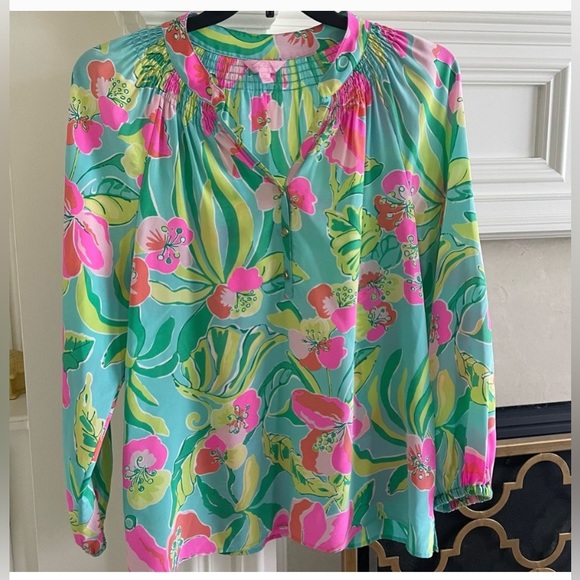 LILLY PULITZER ELSA 🌴💗 100% SILK TOPS (3) ALL SIZE MEDIUM - Picture 2 of 7